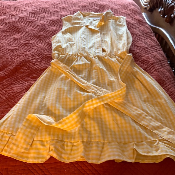 Yellow checkered summer dress size large - Picture 1 of 5